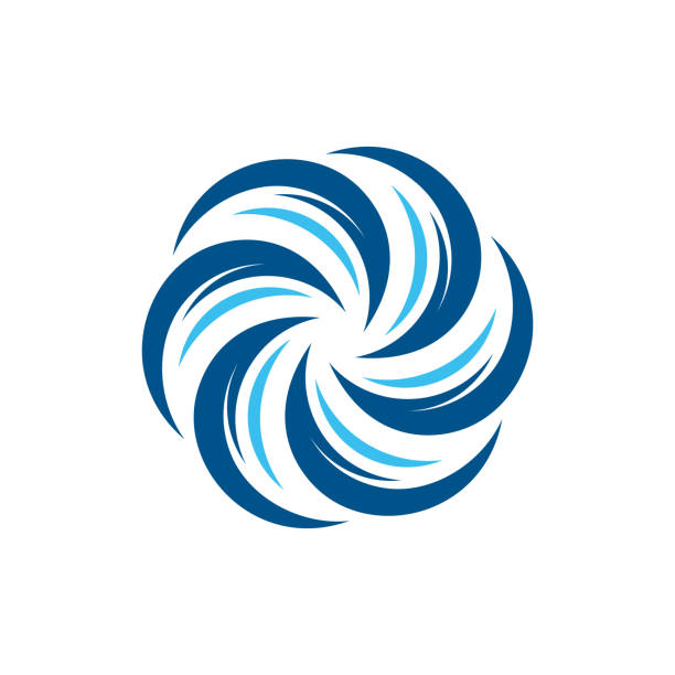 illustrations, cliparts, dessins animés et icônes de symbole de logo de tornade bleue de cercle isolé, symbole abstrait de logo d’ouragan, illustration de vecteur de typhon - weather climate cyclone icon set