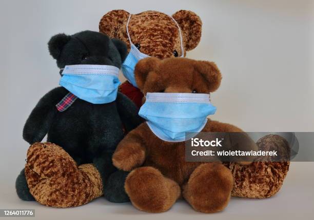 Teddys In Face Masks Stock Photo - Download Image Now - COVID-19, Concepts, Coronavirus