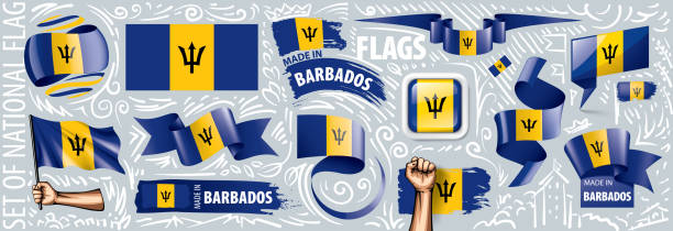 istock Vector set of the national flag of Barbados in various creative designs 1264014743
