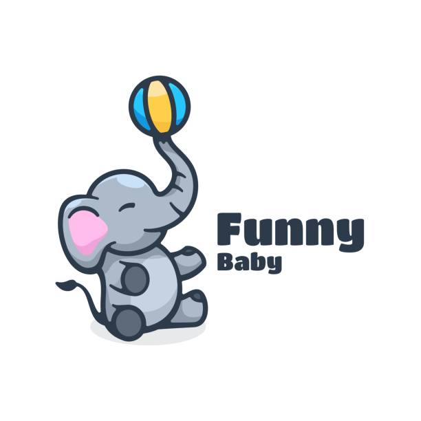 Vector Illustration Funny Baby Simple Mascot Style. Vector Illustration Funny Baby Simple Mascot Style. elephant symbols stock illustrations