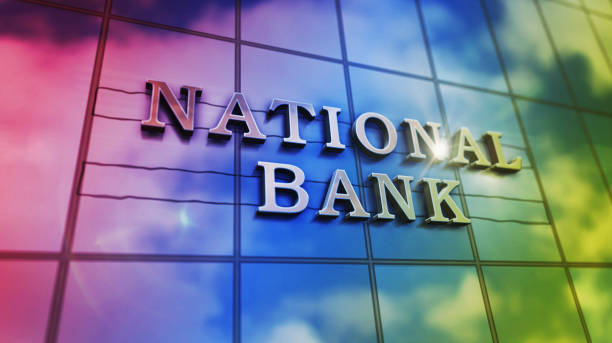 istock National Bank glass skyscraper with mirrored sky illustration 1264023439