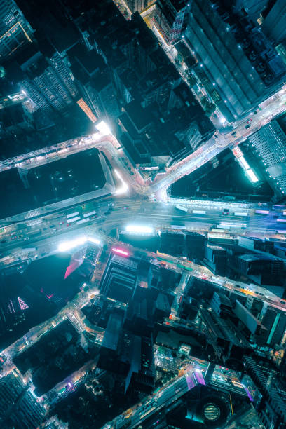 istock Drone view of the Hong Kong at night 1264027879