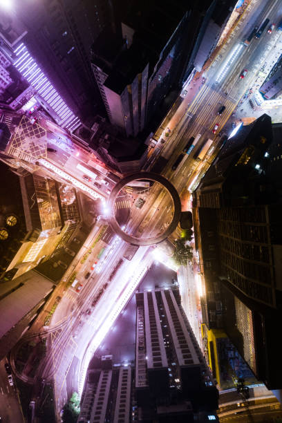 istock Drone view of the Hong Kong at night 1264028441
