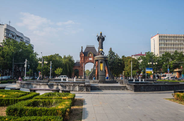 Krasnodar city in summer day Krasnodar, Russia - July 29, 2016: The monument to St. Catherine, Krasnodar krasnodar krai stock pictures, royalty-free photos & images