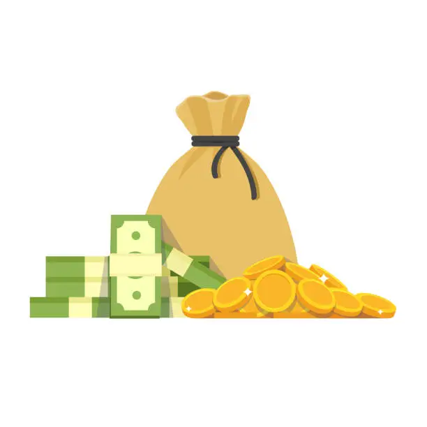 Vector illustration of Money bag icon, moneybag flat simple cartoon illustration. Vector illustration