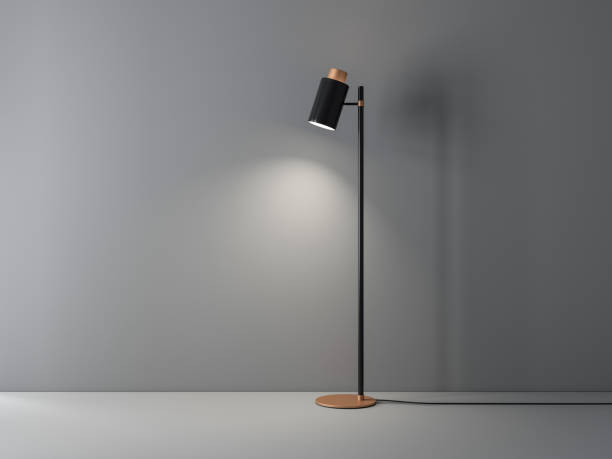 istock Modern Floor lamp mockup in empty gray room 1264047263