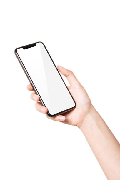 istock Woman hand hold a smart phone isolated on white. 1264059028