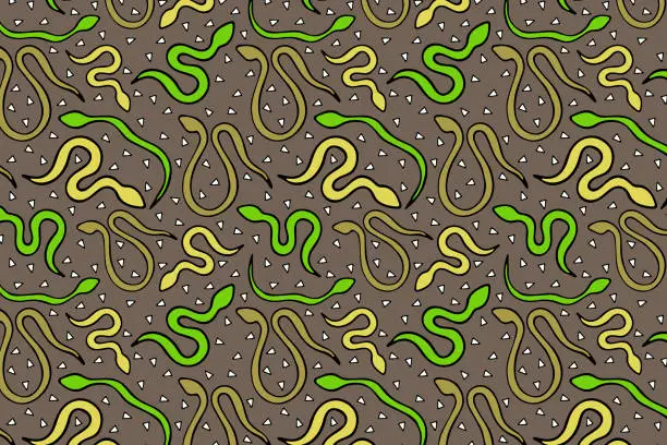 Vector illustration of Bright snake vector seamless pattern