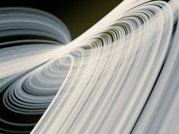 istock Hypnotic wavy white lines on a dark background. 3d rendering. Depth of field 1264060832