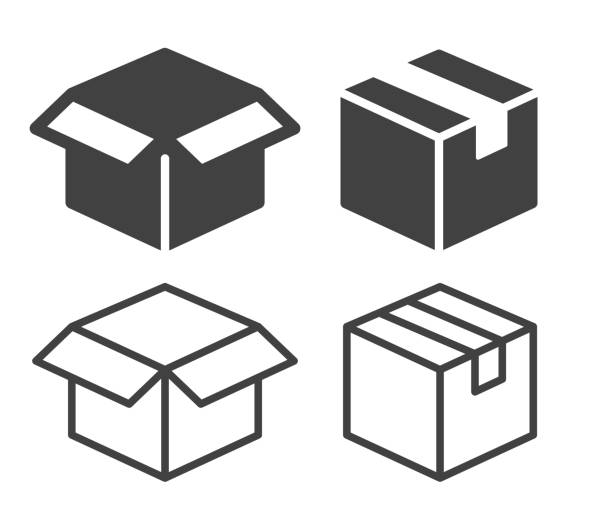 ilustraciones, imágenes clip art, dibujos animados e iconos de stock de box - iconos de ilustración - cargo container container open shipping