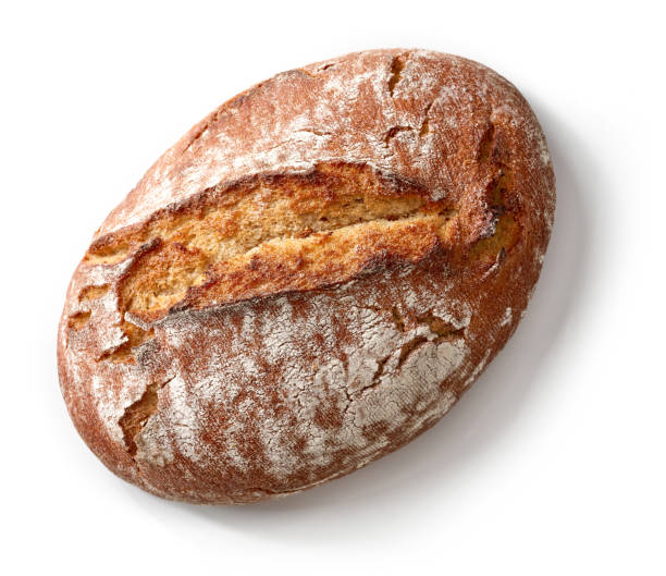 istock Fresh homemade bread isolated on white, from above 1264062440