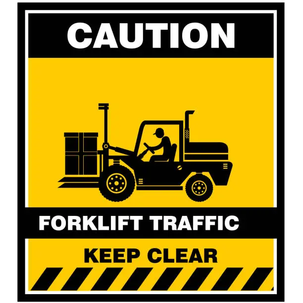 Vector illustration of Caution, Forklift traffic, keep clear