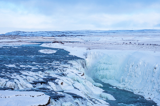 view on the Gullfoss waterfall, which means golden falls, where the name of Iceland's Golden Circle comes from