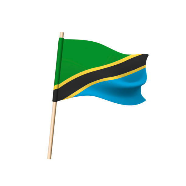 Tanzania flag on white background Tanzania flag. Black diagonal stripe with yellow edge on blue and green background. Vector illustration tanzania stock illustrations