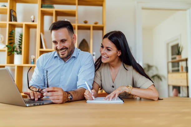 istock Woman writing something what she saw online. 1264067904