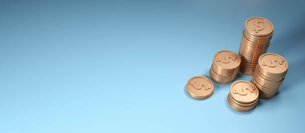 istock coin stacks on blue background, money 3D mockup illustration concept 1264068685