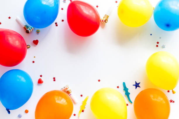 istock Frame of ballons - celebration concept - from above copy space 1264068767