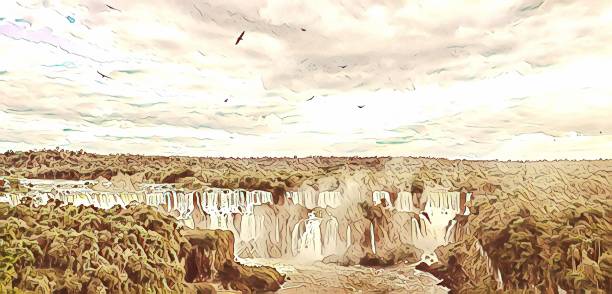 istock Amazing panoramic view of Iguazu falls from Brazilian side 1264070577