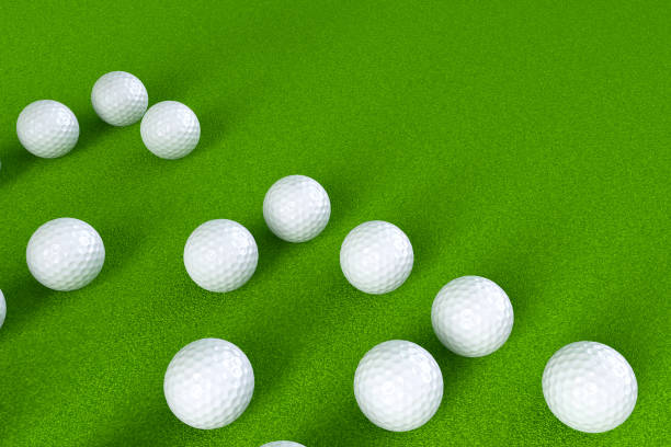istock Golf ball on green ground,big tournament 2020 background with copy space for text or winner score board. Concept image for outdoor sport, competition or recreation, 3D rendering. 1264074276