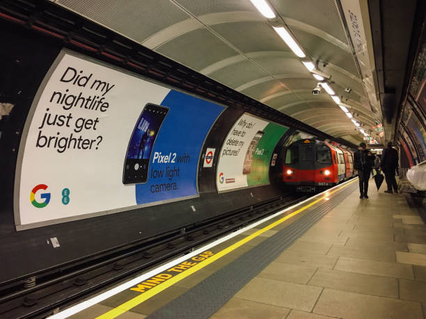 London, UK - 12 15 2017: London underground train arrives to Elephant & Castle Station.
