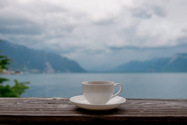 istock Cup of tea in front of Lake Geneva 1264078581