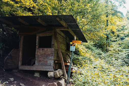 Rest cabin on a hiking path