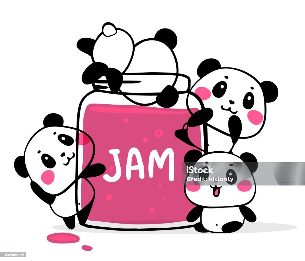 Vector Minh Họa Nhiều Gấu Trúc Hoạt Hình Đáng Yêu Với Lọ Mứt Lớn ...