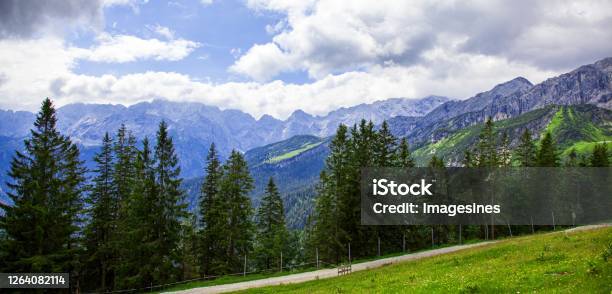High Up View Of Teufelsgrat And Hochwanner Mountain Peaks During Hiking Stock Photo - Download Image Now