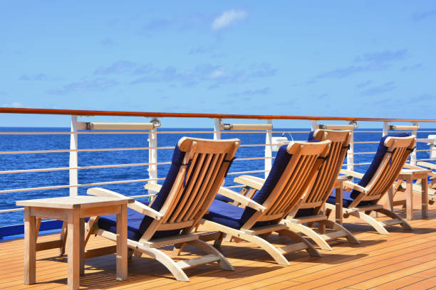 istock Sunbeds on open deck of cruise ship 1264082810