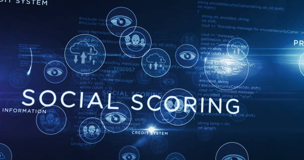 istock Social scoring and surveillance symbols illustration 1264083209