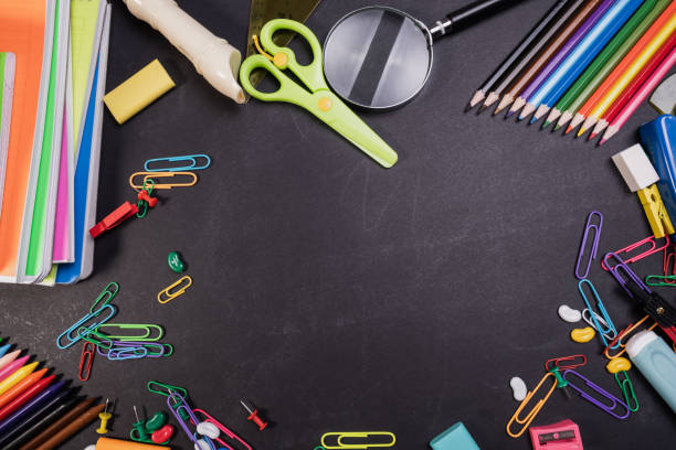istock Back to School Concept with Stationery and Blackboard 1264084756