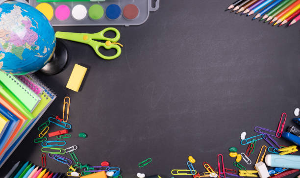 istock Back to School Concept with Stationery and Blackboard 1264084802