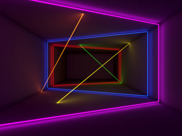 istock A room crossed by bright neon colored lines - 3d illustration 1264091003