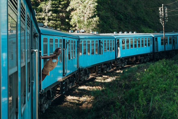 istock Tourist in Sri Lanka riding train 1264092204