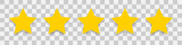 ilustraciones, imágenes clip art, dibujos animados e iconos de stock de 5 icono de estrella de oro. ilustración vectorial de cinco estrellas sobre fondo transparente. - calificación