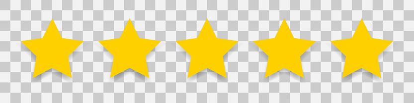 5 gold star icon. Vector five stars illustration on transparent background. EPS 10.