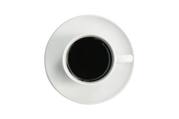 istock White cup of black coffee top view isolated on white with clipping path 1264101519