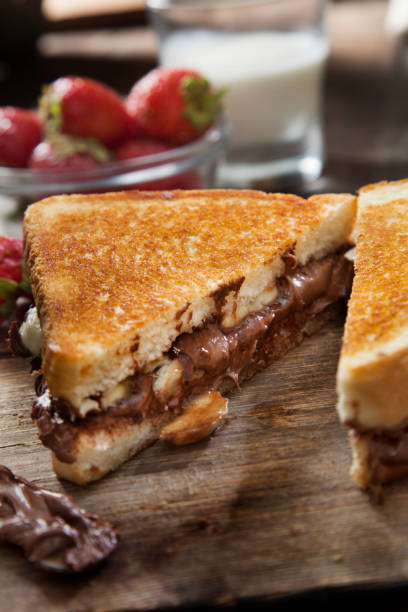 Grilled Banana and Chocolate Hazelnut spread Sandwich