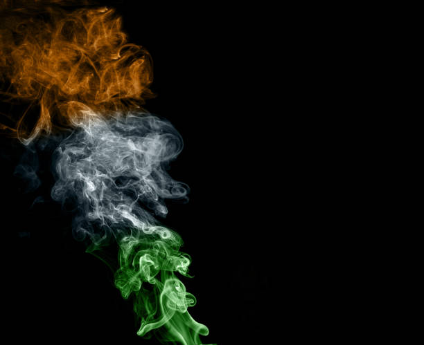 Smoke on black background with indian flag colors