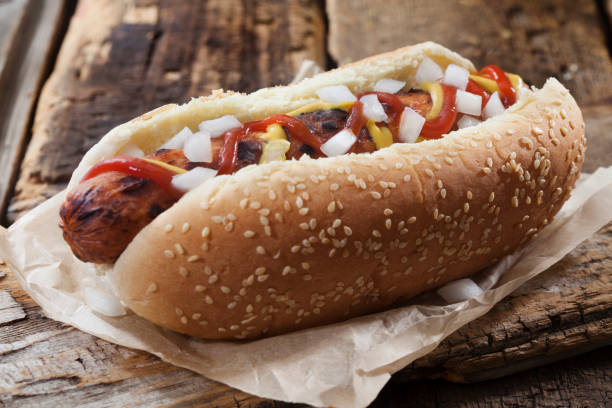 istock The Classic Ballpark Hotdog with Potato Chips 1264102596