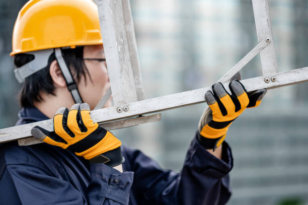 istock Maintenance worker man carrying aluminium ladder 1264103129