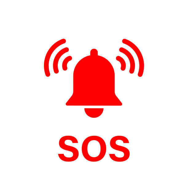значок колокола sos. вектор изолированных аварийной сигнализации помочь подписать символ. сигнал sos. фондовый вектор. - sos stock illustrations