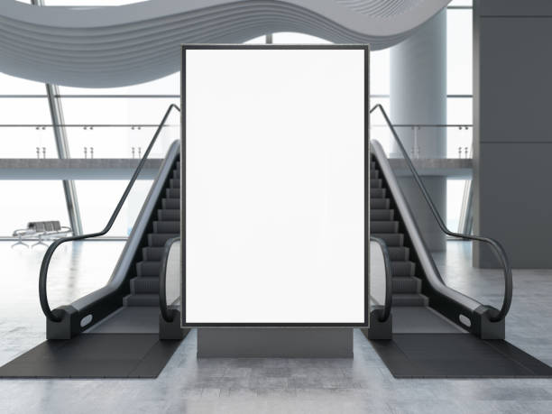 istock Empty Bilboard with Escalator in Airport 1264110500