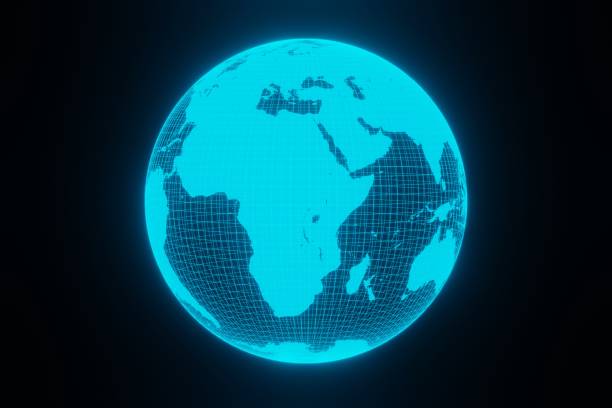 istock Futuristic Digital planet Earth glow hologram Rotating Global network concept 3d rendering 1264114228