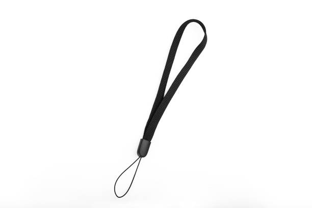 istock Black wrist strap for mobile phone or camera isolated on white background. 1264115725