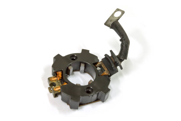 istock Old commutator of starter motor on white background, isolated, Car maintenance service. 1264118213