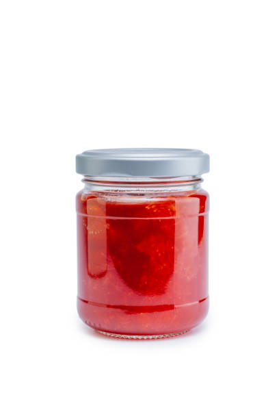 istock Strawberry jam jar mockup isolated on white background with clipping path 1264119112