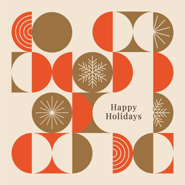 bildbanksillustrationer, clip art samt tecknat material och ikoner med happy holidays kort med modern geometrisk bakgrund. - jul illustrationer