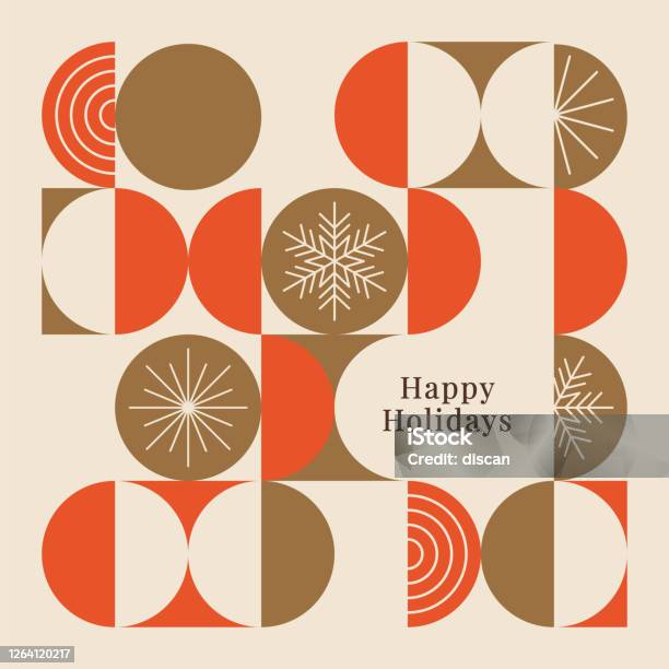 Happy Holidays Card With Modern Geometric Background Stock Illustration - Download Image Now