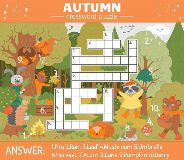 Vector Fall Season Crossword Puzzle For Kids Simple Quiz With Autumn Forest  Objects For Children Educational Activity With Cute Funny Woodland Animals  Stock Illustration - Download Image Now - iStock